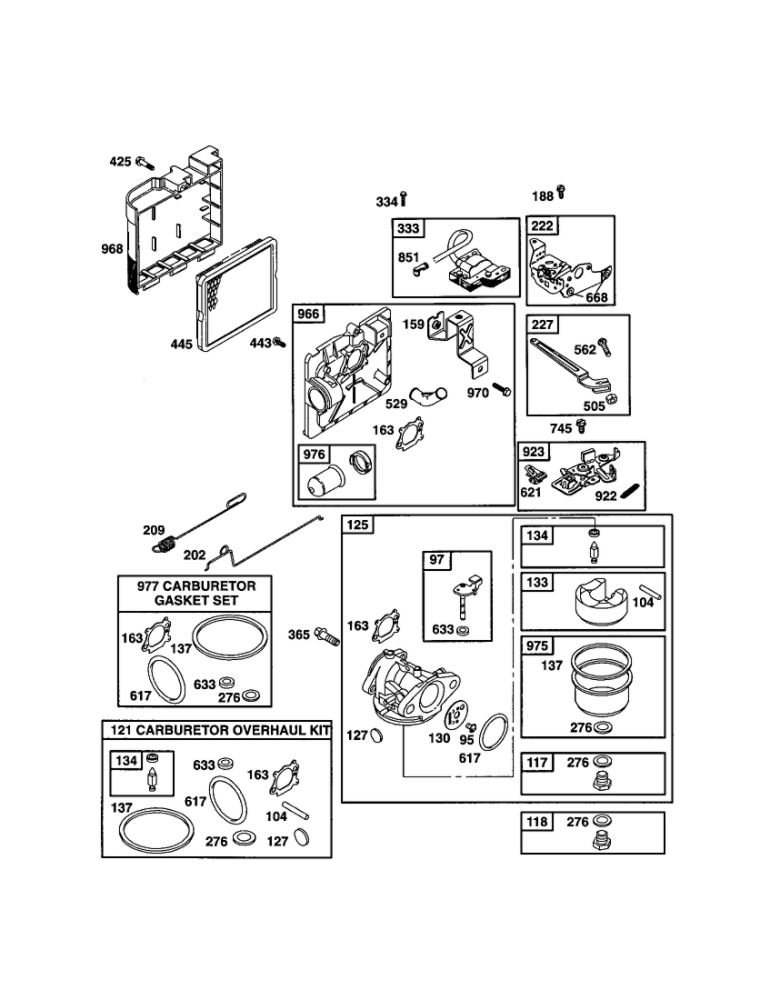 Carburetor Diagram and Parts List for 127802-1944-B1  Briggs and Stratton Engine
